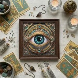 Mini karoliukų siuvinėjimo rinkinys "Žvilgsnio alchemija" 15x15 cm AAM-265