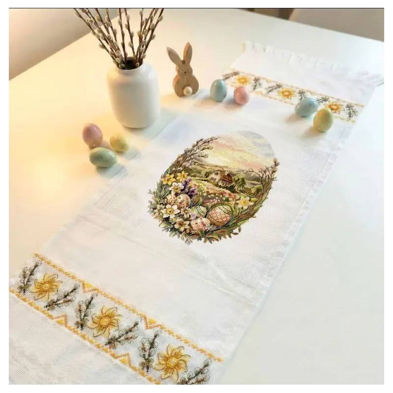 Kreuzstich-Set "Rushnyk «Blühendes Osterei»" 95x33 cm AAHE-005