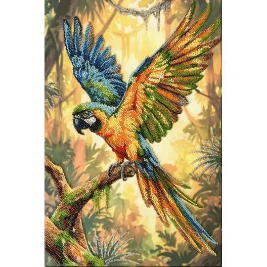 Main Bead Embroidery Kit "Colorful Parrot" 26х39 cm AAB-970