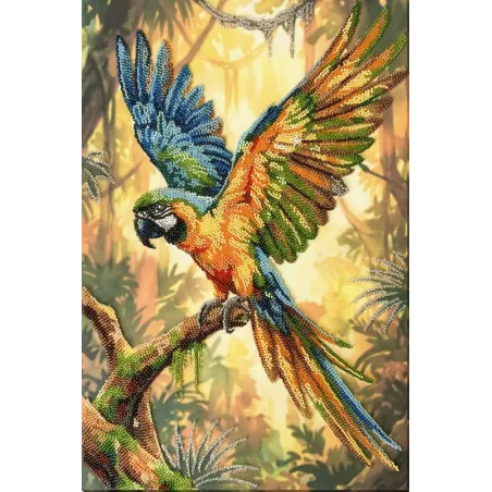 Pagrindinis karoliukų siuvinėjimo rinkinys "Spalvinga papūga" 26x39 cm AAB-970