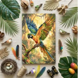 Main Bead Embroidery Kit "Colorful Parrot" 26х39 cm AAB-970