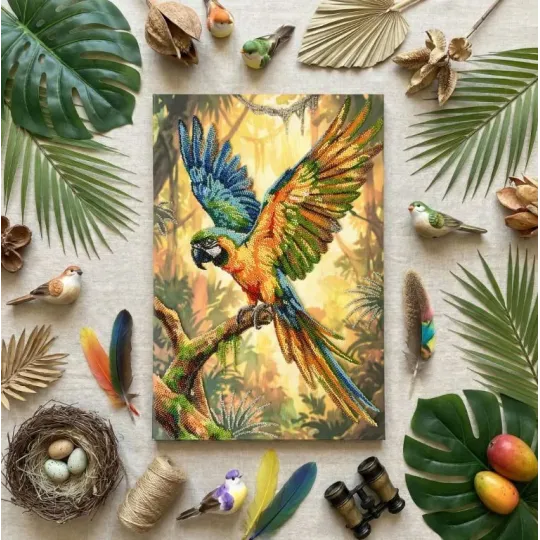 Main Bead Embroidery Kit "Colorful Parrot" 26х39 cm AAB-970