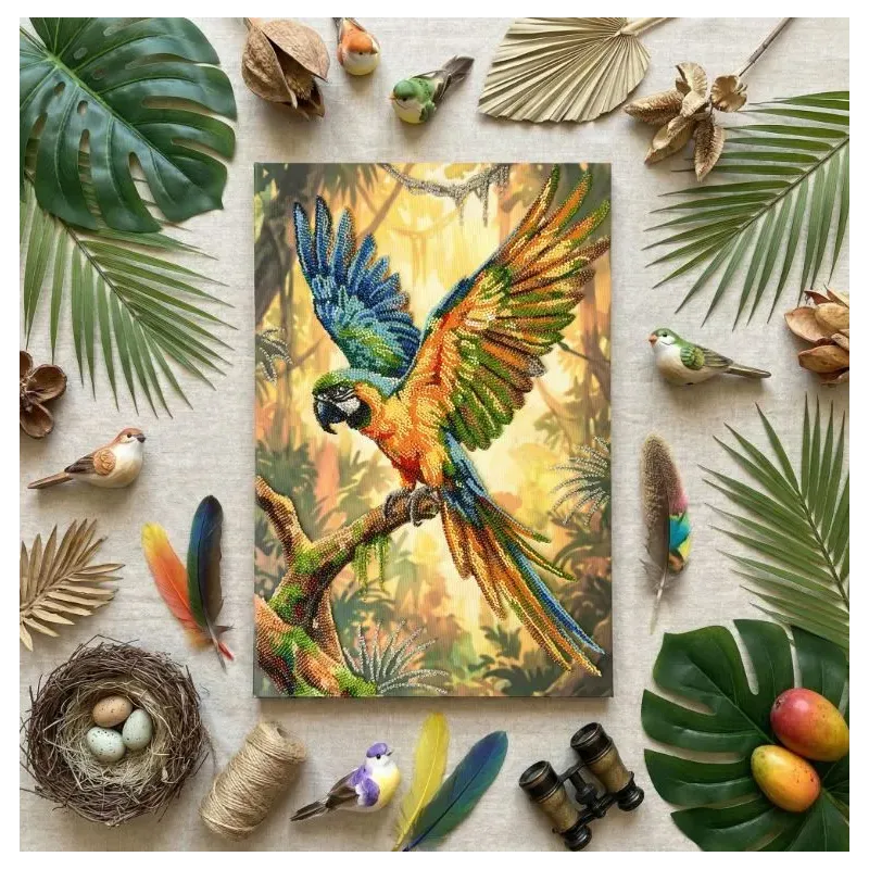 Main Bead Embroidery Kit "Colorful Parrot" 26х39 cm AAB-970