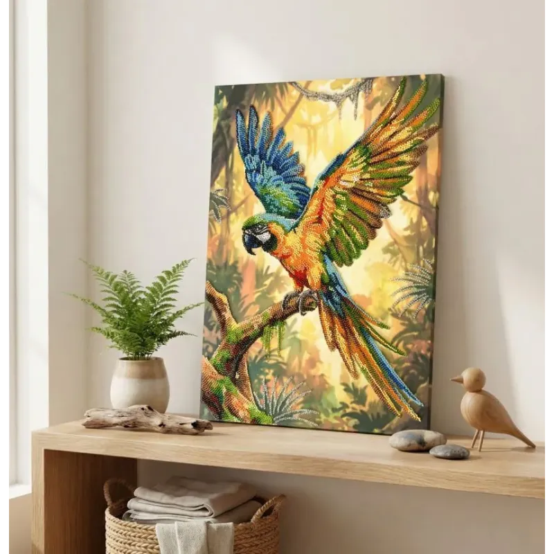 Pagrindinis karoliukų siuvinėjimo rinkinys "Spalvinga papūga" 26x39 cm AAB-970