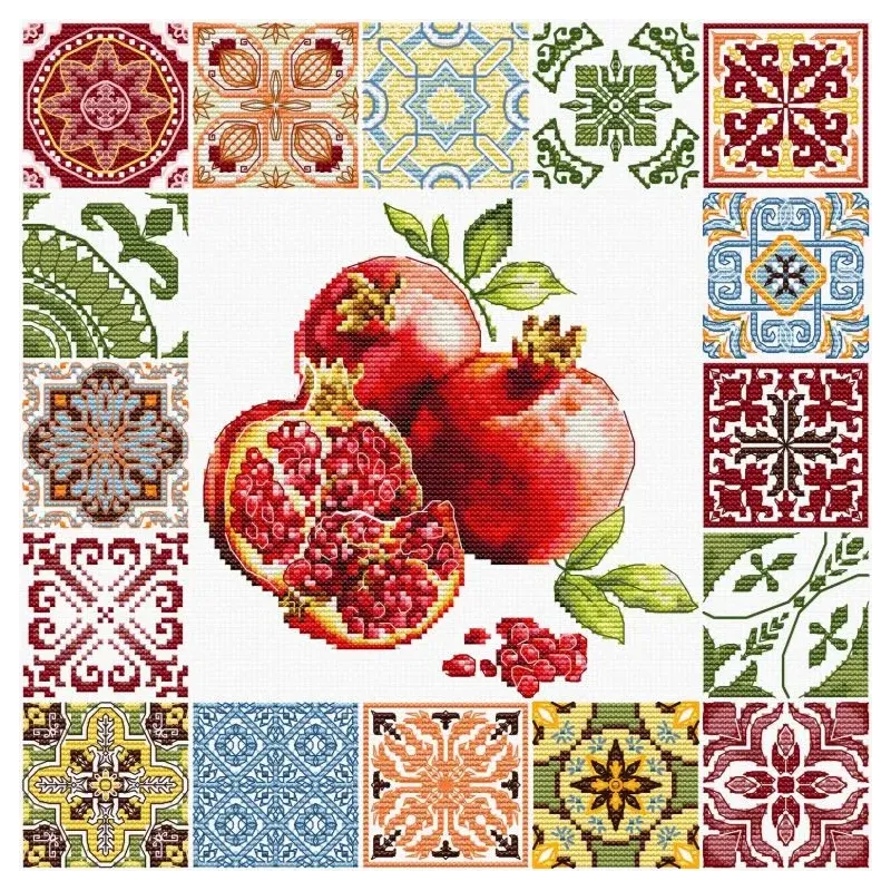 Kreuzstich-Set "Mosaikherz des Granatapfels" 25.5 x 25.5 cm SB7058