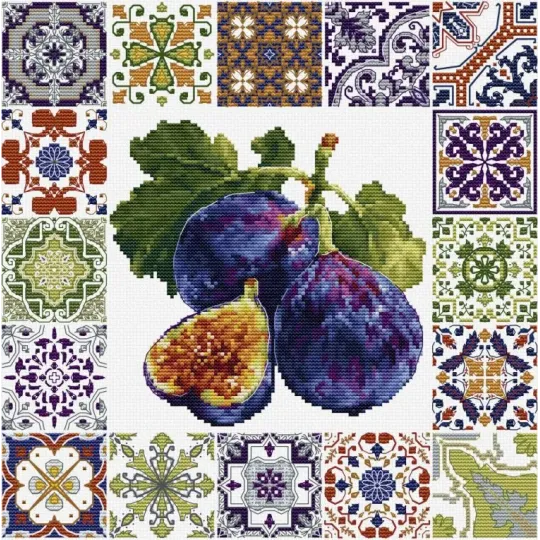 Cross Stitch Kit "Mediterranean Fig Mosaic" 25.5 x 25.5 cm SB7057