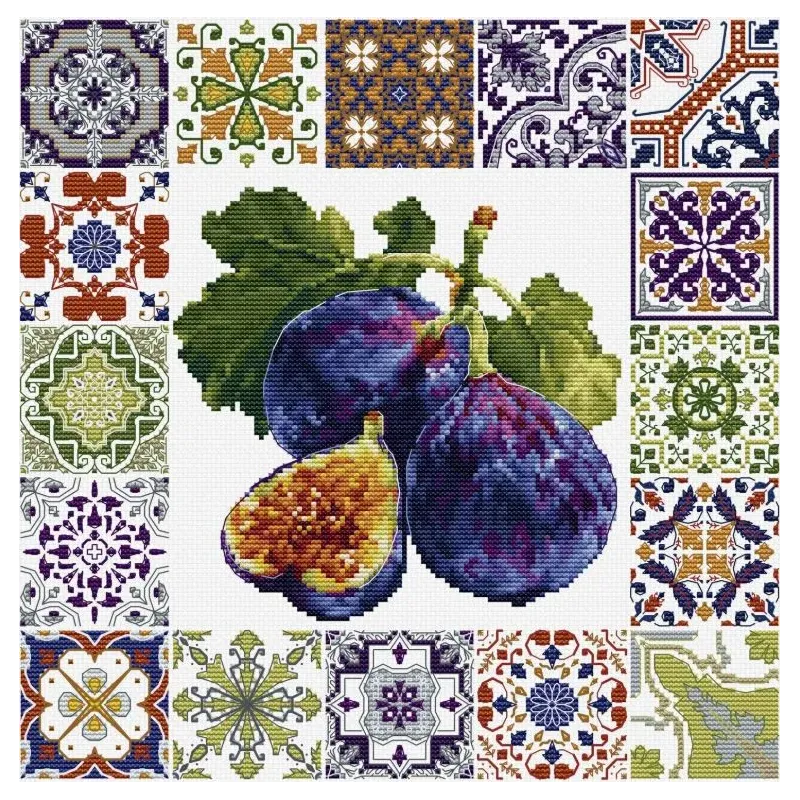Kreuzstich-Set "Mediterranes Feigenmosaik" 25,5 x 25,5 cm SB7057