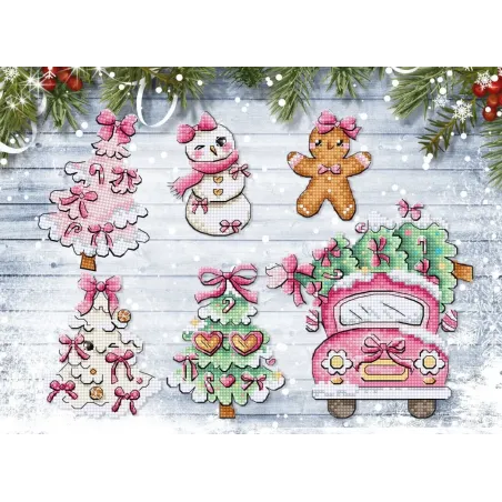 Kreuzstich-Set "Weihnachtsornamente" 9 cm (6 Stück) SLETIL9969