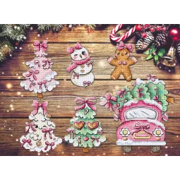 Набор для вышивания крестиком "Рождественские украшения" 9 см (6 шт.) SLETIL9969