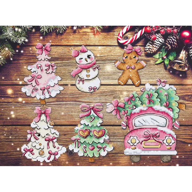 Cross Stitch Kit "Sweetmas Ornaments" 9 cm (6 Pieces) SLETIL9969