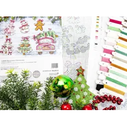 Kreuzstich-Set "Weihnachtsornamente" 9 cm (6 Stück) SLETIL9969