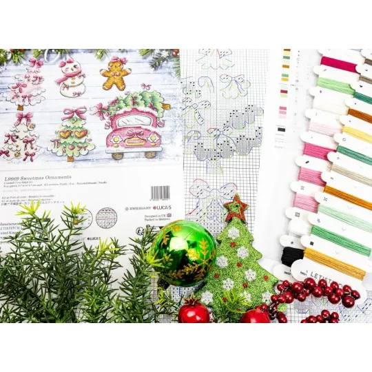 Cross Stitch Kit "Sweetmas Ornaments" 9 cm (6 Pieces) SLETIL9969