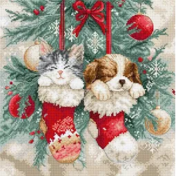 Cross stitch kit "Christmas Naps" 24x24 cm SLETIL9966