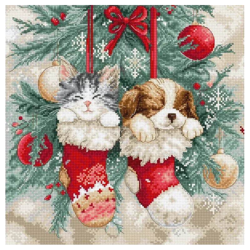 Kreuzstich-Set "Weihnachtsschläfchen" 24x24 cm SLETIL9966