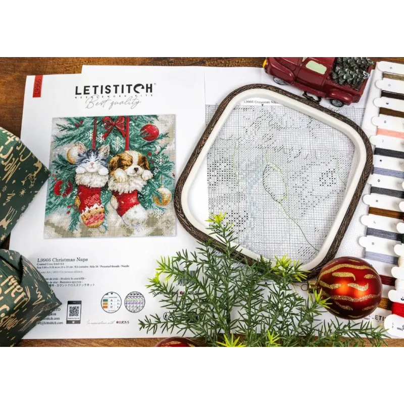 Kreuzstich-Set "Weihnachtsschläfchen" 24x24 cm SLETIL9966