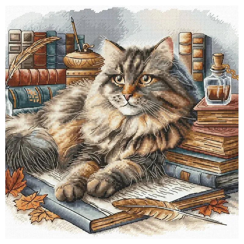 Cross stitch kit "The Wise Cat" 26.67 x 26.04 cm AVA-P089