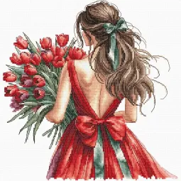 Cross stitch kit "Bouquet of Tulipes" 21.11 x 21.75 cm AVA-P036