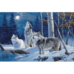 Kit Point Petit "Le Hurlement des Loups et la Lune d'Hiver" 52 x 35 cm SG727
