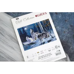 Cross Stitch Kit "The Howl of Wolves and the Winter Moon" 52 x 35 cm SG727