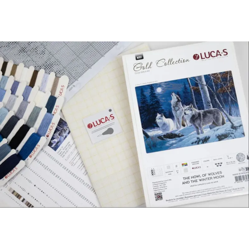 Cross Stitch Kit "The Howl of Wolves and the Winter Moon" 52 x 35 cm SG727