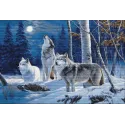 Cross Stitch Kit "The Howl of Wolves and the Winter Moon" 52 x 35 cm SB727