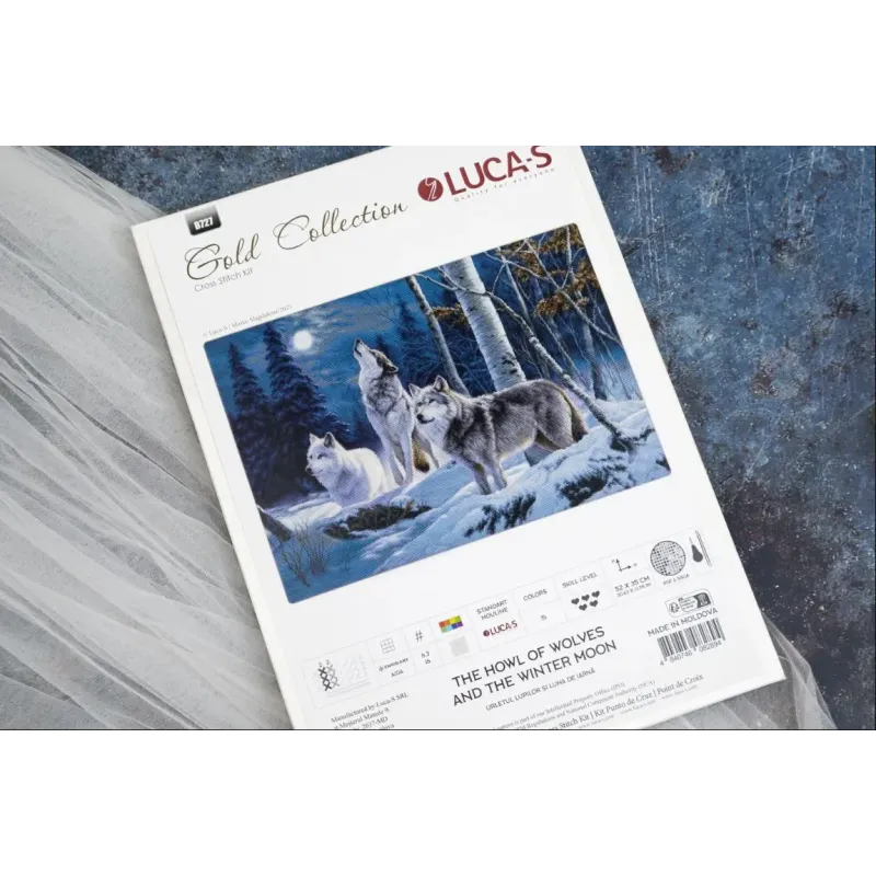 Cross Stitch Kit "The Howl of Wolves and the Winter Moon" 52 x 35 cm SB727