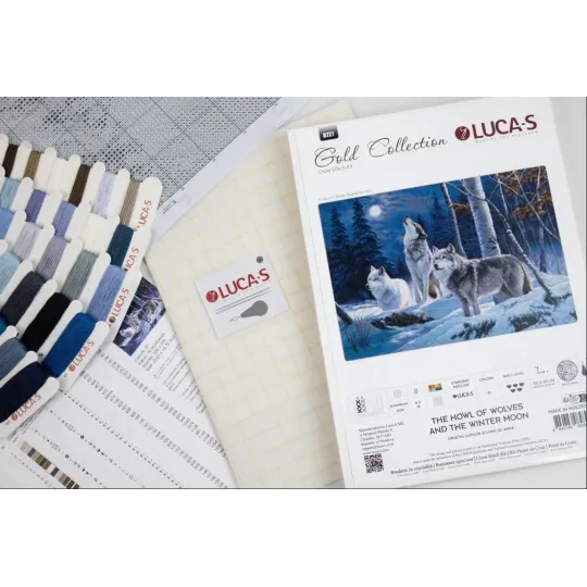 Cross Stitch Kit "The Howl of Wolves and the Winter Moon" 52 x 35 cm SB727