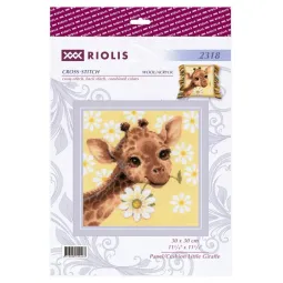 Ristinembrukimo rinkinys "Panelių/pagalvėlių maža žirafa" 30 x 30 cm SR2318