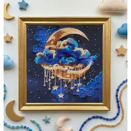 Vidutinio dydžio karoliukų siuvinėjimo rinkinys "Žvaigždžių svajonių lopšys" 20x20 cm AAMB-138