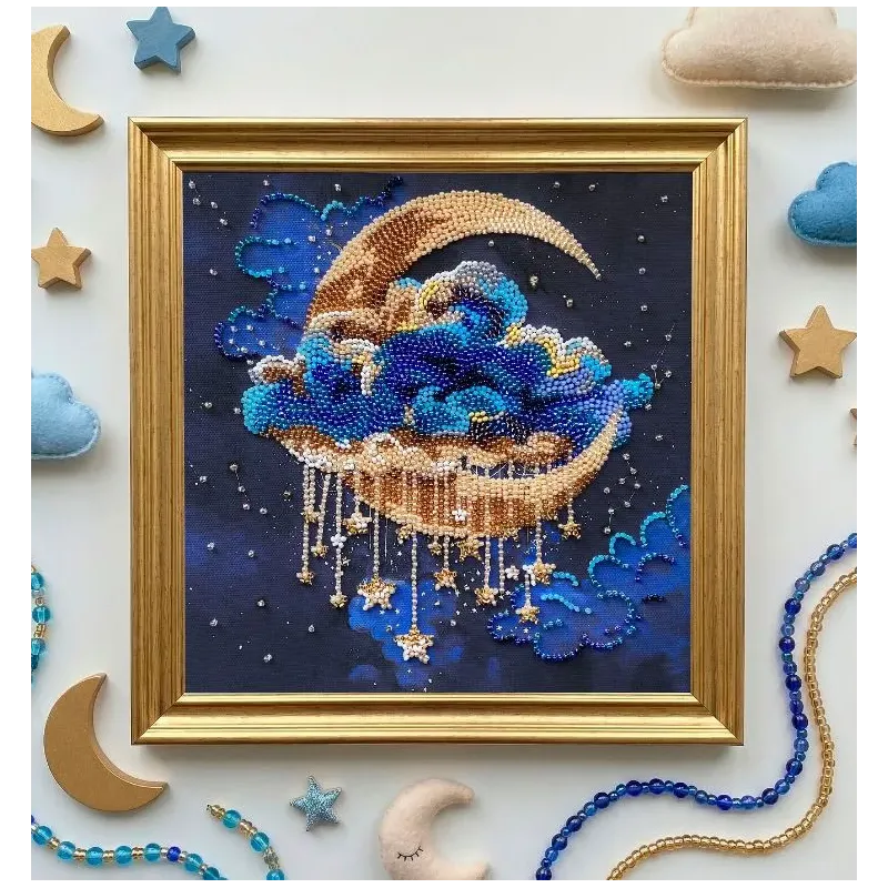 Mid-sized bead embroidery kit "Cradle of Stellar Dreams" 20x20 cm AAMB-138