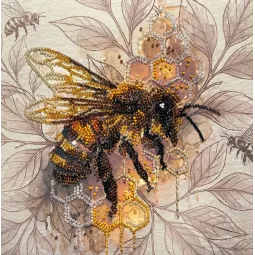 Mid-sized bead embroidery kit "Golden honey" 20x20 cm AAMB-137