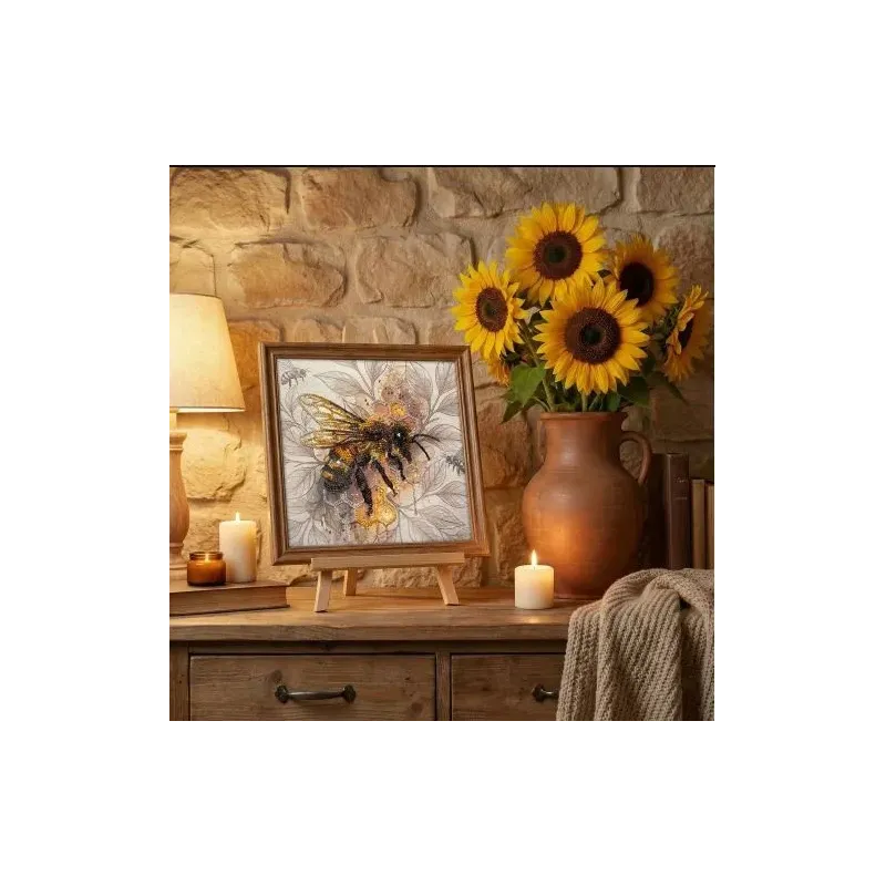 Mid-sized bead embroidery kit "Golden honey" 20x20 cm AAMB-137