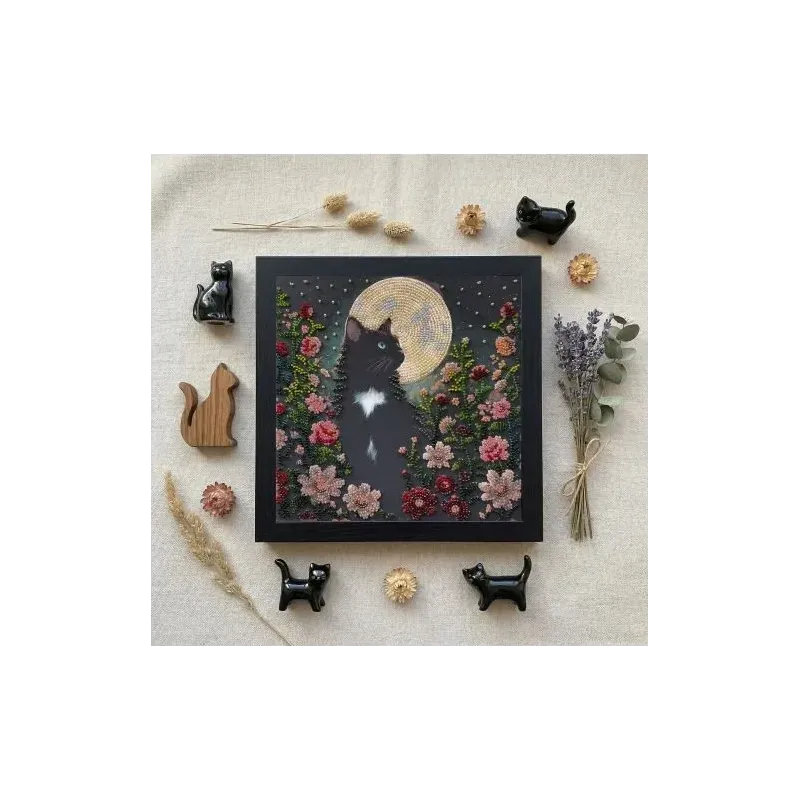 Mid-sized bead embroidery kit "Can’t Sleep" 20x20 cm AAMB-136