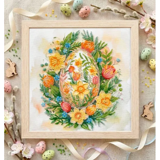 Mid-sized bead embroidery kit "Easter Symbol" 20 х 20 cm AAMB-135