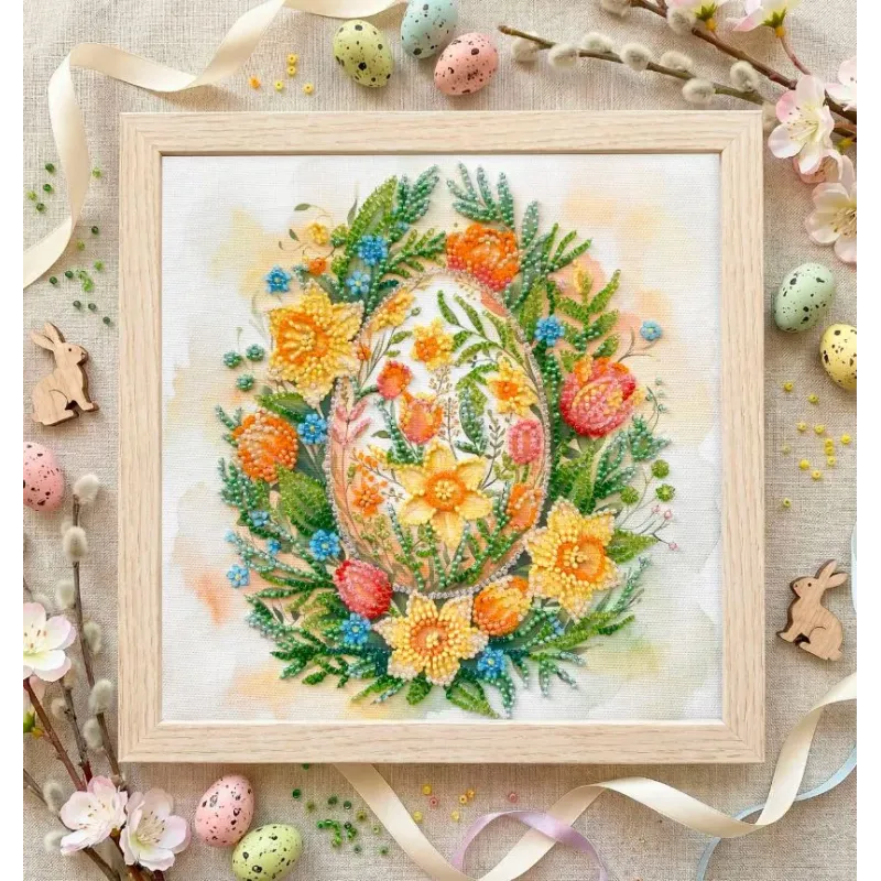 Mittelgroßer Perlenstickerei-Bausatz "Ostersymbol" 20 x 20 cm AAMB-135