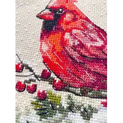 Siuvinėjimo kryželiu rinkinys "Žiemos kardinolas" 15 х 15 cm AAHM-096