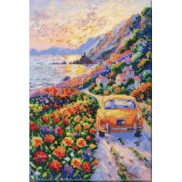 Pagrindinė karoliukų siuvinėjimo rinkinys "Sutemos virš jūros" 23 x 34 cm AAB-968