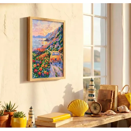 Pagrindinė karoliukų siuvinėjimo rinkinys "Sutemos virš jūros" 23 x 34 cm AAB-968