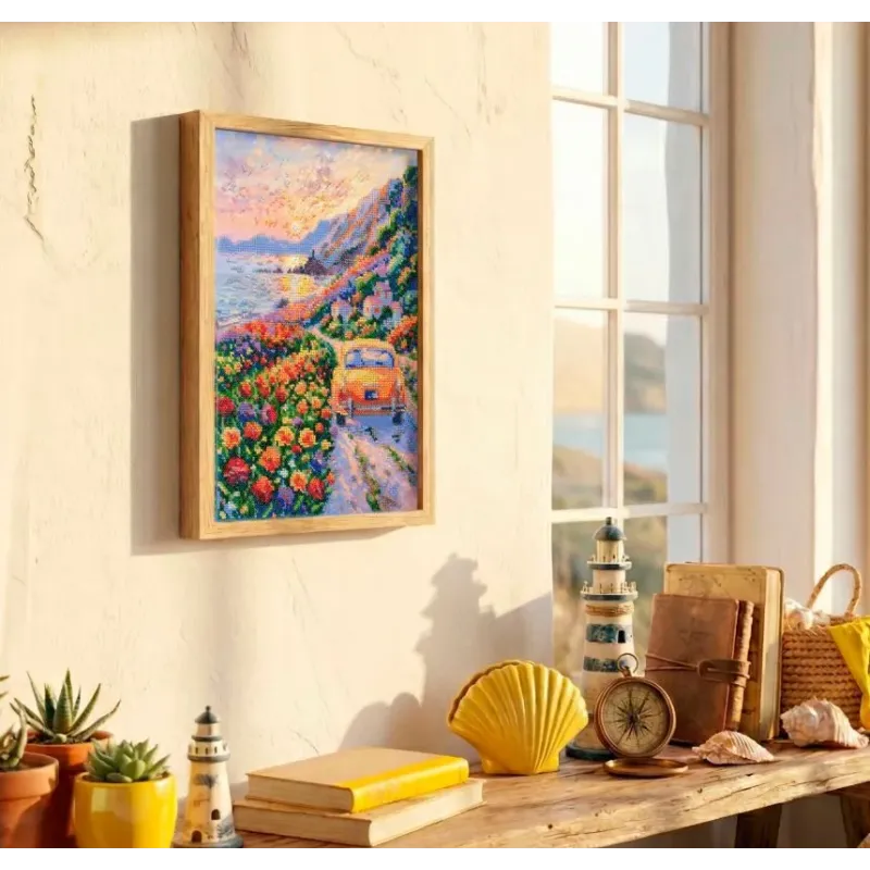 Pagrindinė karoliukų siuvinėjimo rinkinys "Sutemos virš jūros" 23 x 34 cm AAB-968