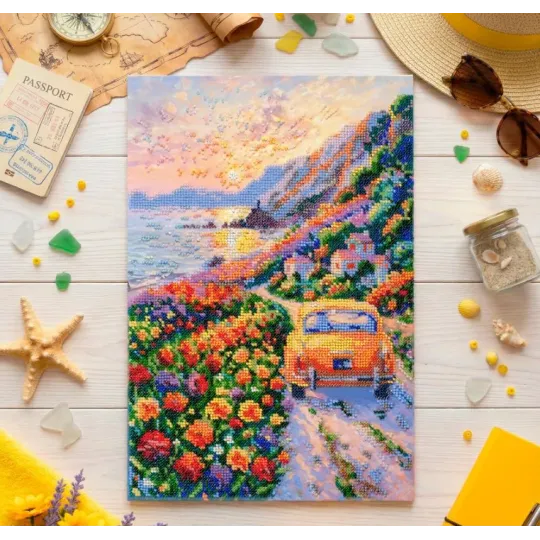 Pagrindinė karoliukų siuvinėjimo rinkinys "Sutemos virš jūros" 23 x 34 cm AAB-968