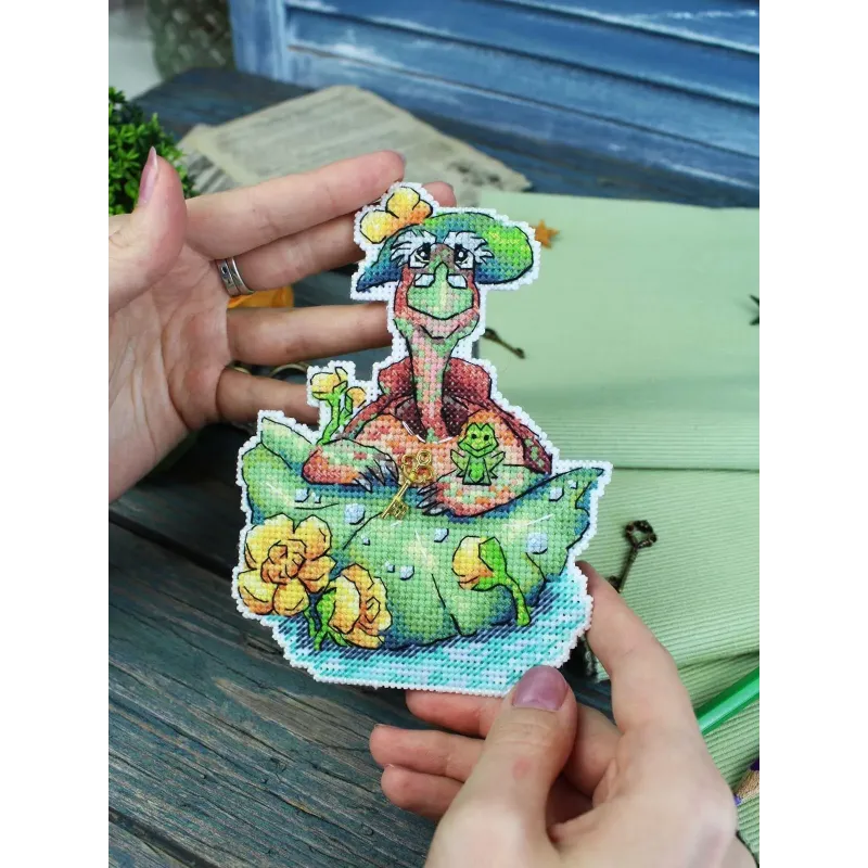 Kryželiu siuvinėjimo rinkinys „Vėžlys Tortilla“ 14x11 cm SR-1189