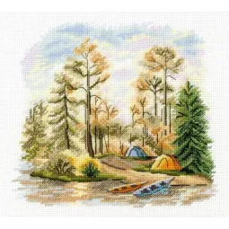 Kryželiu siuvinėjimo rinkinys "Pušyne" 15x16 cm SNV-954