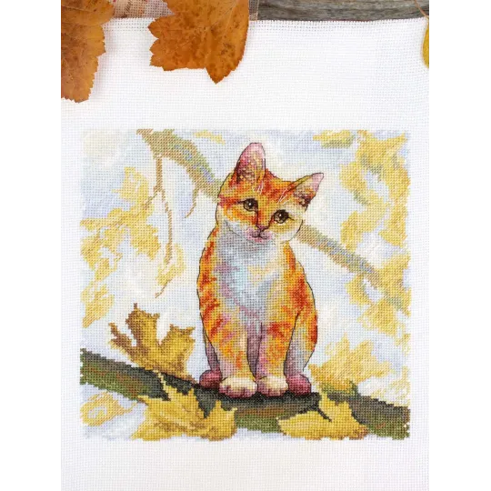 Cross stitch kit "Fluffy ginger cat" 19x19 cm SNV-908