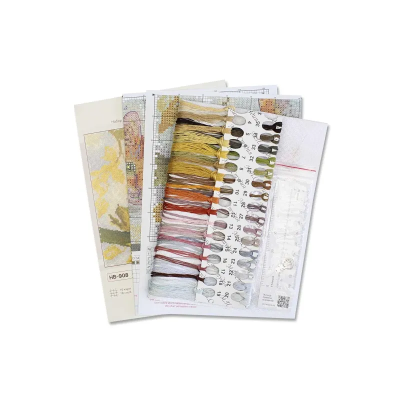 Cross stitch kit "Fluffy ginger cat" 19x19 cm SNV-908