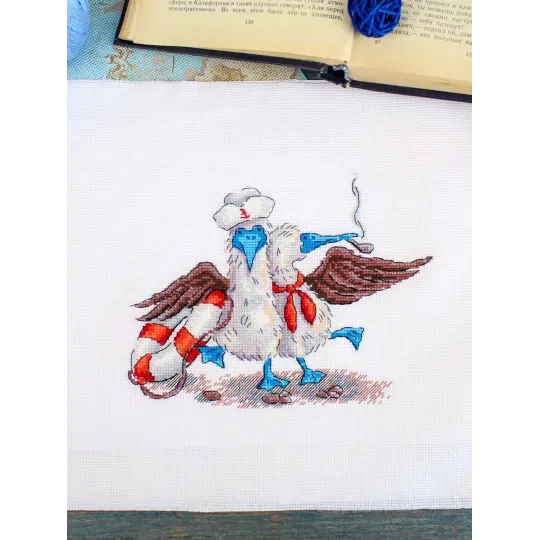 Kryželių siuvinėjimo rinkinys "Laimingi jūreiviai" 14x17 cm SNV-896