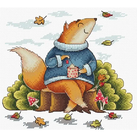 Kit de point de croix "Détente d'automne" 18x19 cm SM-786