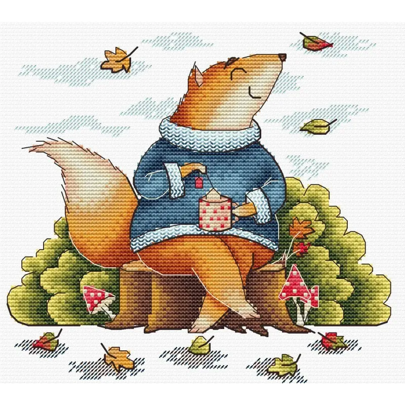 Kit de point de croix "Détente d'automne" 18x19 cm SM-786