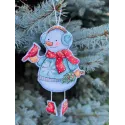 Siuvinėjimo kryželiu rinkinys "Sniego senis su paukščiu" 10,5 х 14 cm SANS-80