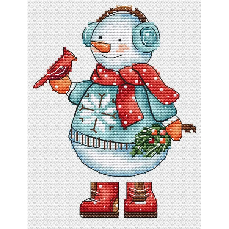 Cross stitch kit "Snowman with a bird" 10,5 х 14 cm SANS-80