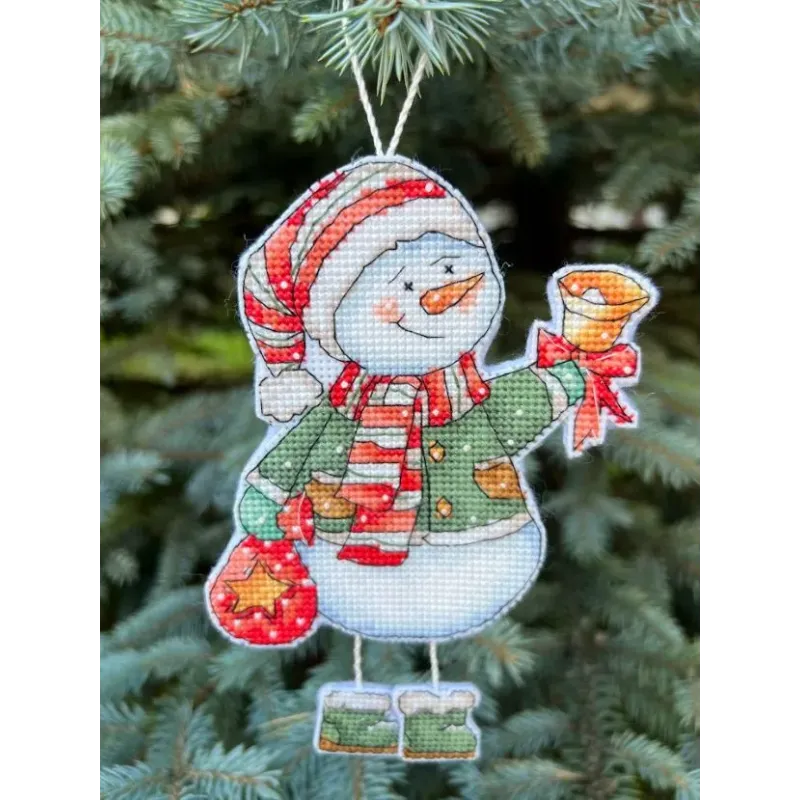 Kreuzstich-Set "Schneemann mit Glocke" 10,5 x 14 cm SANS-79